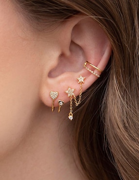 Ear cuff Girls Crew Golden Moments 18 k con acabado chapa de oro zirconia cúbica