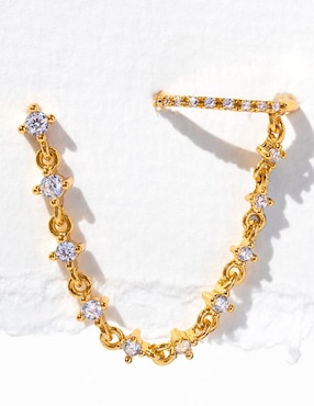 Ear cuff Girls Crew Star Studded 18 k con acabado chapa de oro zirconia cúbica