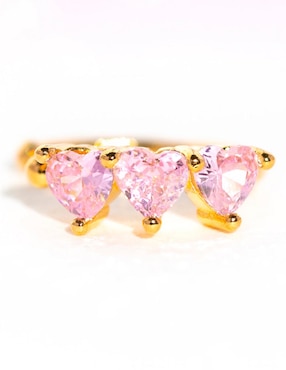 Ear cuff de corazón Girls Crew 18 k con acabado chapa de oro zirconia cúbica