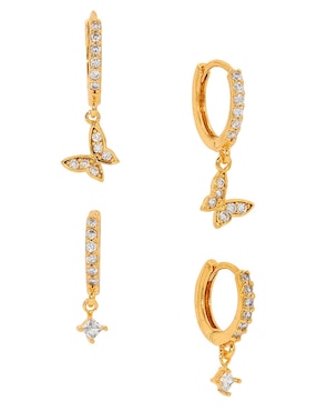 Set de aretes Girls Crew Garden 18 k con acabado chapa de oro zirconia cúbica