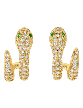 Aretes cortos Girls Crew Snake Pavé 18 k con acabado chapa de oro zirconia cúbica