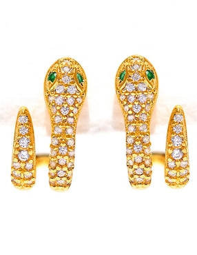 Aretes cortos Girls Crew Snake Pavé 18 k con acabado chapa de oro zirconia cúbica