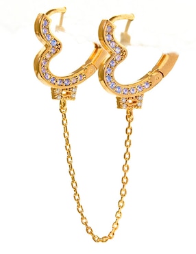 Arete largo de corazón Girls Crew Lover Locked 18 k con acabado chapa de oro zirconica cúbica