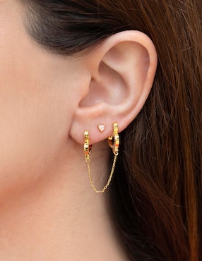 Arete largo de corazón Girls Crew Lover Locked 18 k con acabado chapa de oro zirconica cúbica