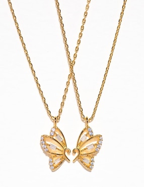 Collar con dije de mariposa Girls Crew Garden 18 K
