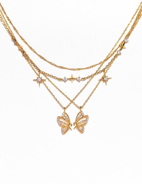 Collar con dije de mariposa Girls Crew Garden 18 K