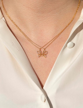 Collar con dije de mariposa Girls Crew Garden 18 K