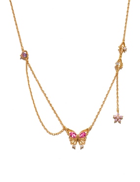 Collar Girls Crew Crystal Kisses Butterfly 18 K