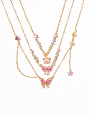 Collar Girls Crew Crystal Kisses Butterfly 18 K