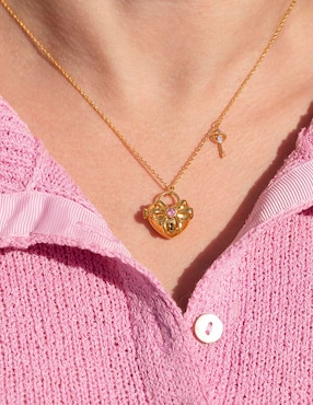 Collar con dije Girls Crew Love de baño de oro 18 K