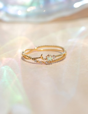 Anillo de luna Girls Crew Sparkle zirconia cúbica chapa de oro