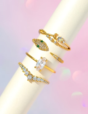 Anillo de luna Girls Crew Sparkle zirconia cúbica chapa de oro
