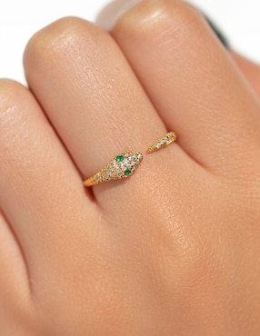 Anillo de serpiente Girls Crew Zoo zirconia cúbica chapa de oro