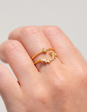 Anillo Girls Crew Celestia zirconia cúbica chapa de oro