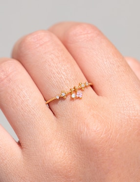 Anillo Girls Crew Charmed zirconia cúbica chapa de oro