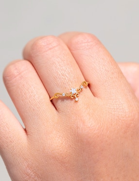 Anillo circular Girls Crew Wish Granted zirconia cúbica chapa de oro