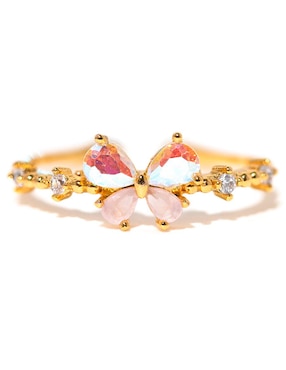 Anillo de mariposa Girls Crew Garden zirconia cúbica chapa