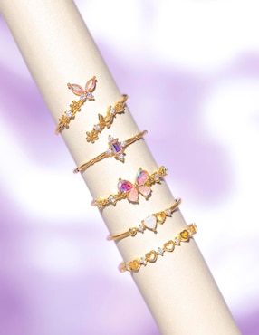 Anillo de mariposa Girls Crew Garden zirconia cúbica chapa