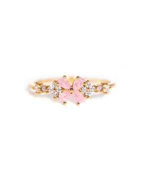 Anillo de flor Girls Crew zirconia cúbica chapa de oro