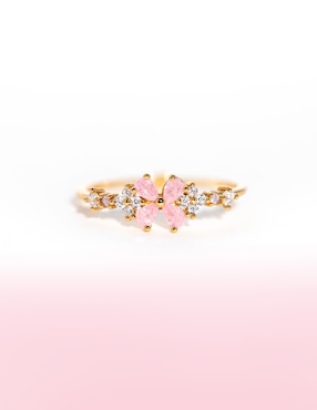 Anillo de flor Girls Crew zirconia cúbica chapa de oro