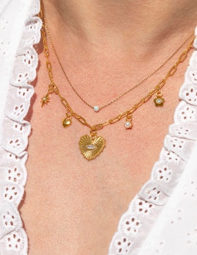 Collar con dije de corazón Girls Crew 18 K