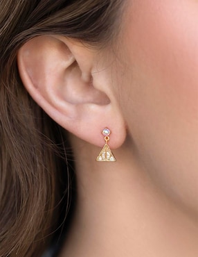 Aretes cortos Harry Potter Girls Crew Deathly Hallows 18 k con acabado de chapa de oro zirconia cúbica