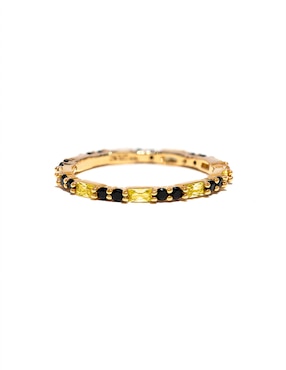 Anillo circular Girls Crew Hufflepuff House Harry Potter zirconia cúbica chapa de oro
