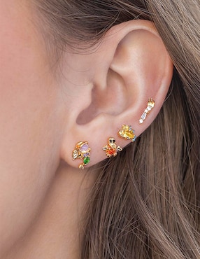 Set de aretes La Sirenita Girls Crew Disney 18 k con acabado chapa de oro zirconia cúbica