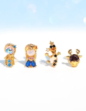 Aretes cortos Frozen Girls Crew Disney con acabado baño de oro 18 K zirconia