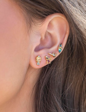 Set de aretes Girls Crew Disney 18 k con acabado baño de oro zirconia cúbica