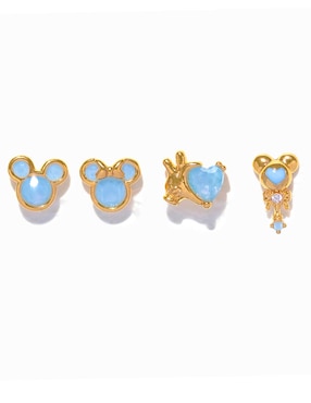Set de aretes de Mickey & Minnie Girls Crew Disney 18 k con acabado chapa de oro zirconia cúbica