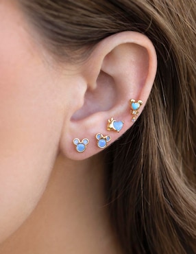 Set de aretes de Mickey & Minnie Girls Crew Disney 18 k con acabado chapa de oro zirconia cúbica