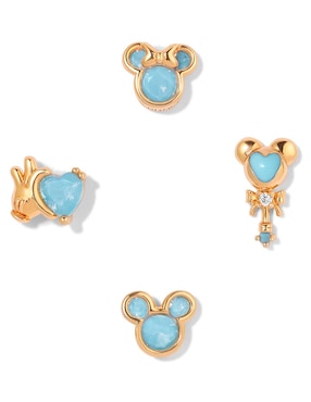 Set de aretes de Mickey & Minnie Girls Crew Disney 18 k con acabado chapa de oro zirconia cúbica