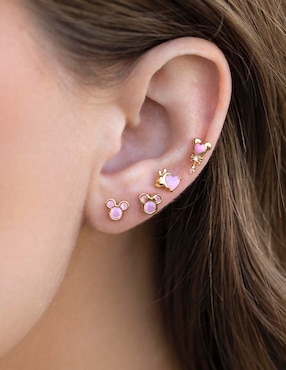 Aretes cortos Mickey & Minnie Girls Crew Disney 18 k con acabado chapa de oro