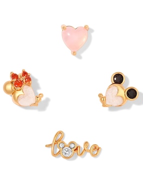 Set de aretes Disney Girls Crew 18 k con acabado chapa de oro zirconia cúbica