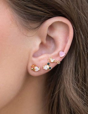 Set de aretes Disney Girls Crew 18 k con acabado chapa de oro zirconia cúbica