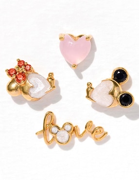 Set de aretes Disney Girls Crew 18 k con acabado chapa de oro zirconia cúbica
