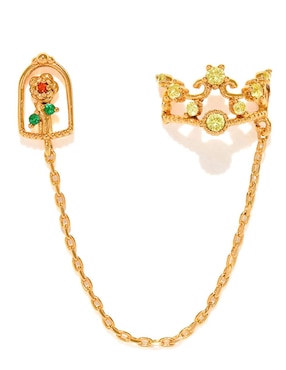Arete largo La Bella y La Bestia Girls Crew Disney 18 k con acabado chapa de oro zirconia cúbica