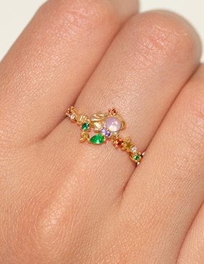 Anillo Girls Crew Disney La Sirenita zirconia cúbica chapa de oro