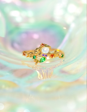 Anillo Girls Crew Disney La Sirenita zirconia cúbica chapa de oro