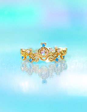 Anillo de carruaje de calabaza Girls Crew Disney Cenicienta circonita chapa de oro