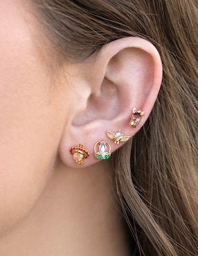 Aretes cortos Toy Story Girls Crew Pixar 18 k con acabado chapa de oro zirconia cúbica