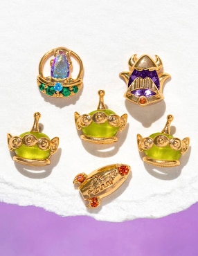 Arete corto alien Toy Story Girls Crew Pixar 18 k con acabo chapa de oro zirconia cúbica