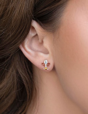 Aretes cortos Forky Girls Crew Pixar con acabado chapa de oro 18 K