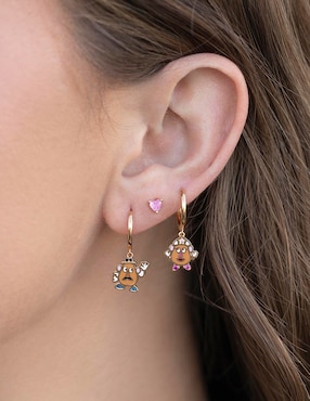 Aretes cortos Señor y señora cara de papa Girls Crew Pixar 18 K con acabado chapa de oro