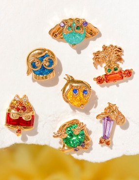 Set de aretes Inside Out Girls Crew Pixar 18 k con acabado chapa de oro zirconia cúbica