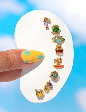 Set ear cuff Inside Out 2 Girls Crew Disney 18 k con acabado chapa de oro zirconia cúbica