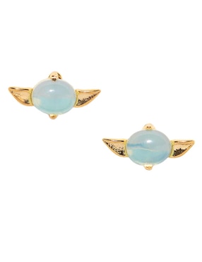 Aretes cortos Grogu Girls Crew Star Wars 18 k con acabado chapa de oro zirconia cúbica
