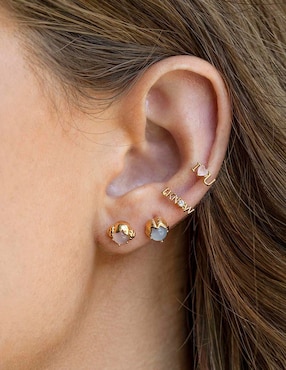 Aretes cortos Han Solo & Leia Girls Crew Star Wars 18 k con acabado chapa de oro zirconia cúbica