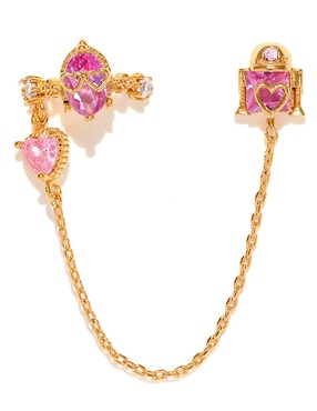 Arete largo Girls Crew Star Wars 18 k con acabado chapa de oro zirconia cúbica